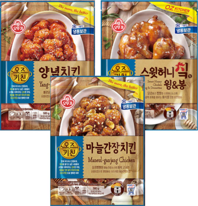 오뚜기 오즈키친 치킨 양념 + 스윗허니 윙 봉 + 마늘 간장, 1개