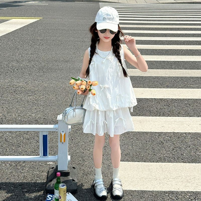 Toruva어린이 민소매 레이어드 원피스와 미니 스커트 패션 세트14세 이상