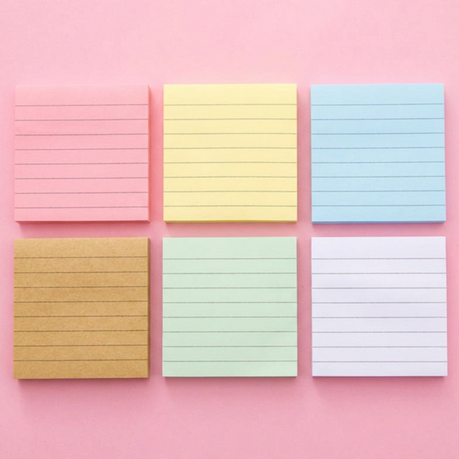 로멀리 줄있는 6색 점착 메모지, 6개, 80매, 혼합색상