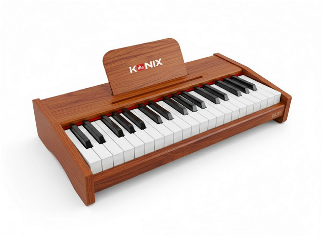 KONIX 漳音37鍵木質電鋼琴 GA37 標準琴鍵真實手感 免插電設計 提升居家藝術氛圍, 棕色, 1個