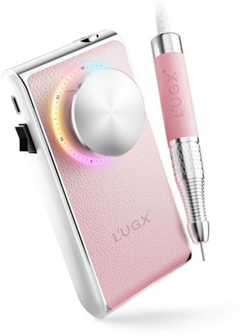 L'UGX 프로페셔널 네일 드릴 30000 RPM 아크릴 젤 연마용 무선 충전식 전기 파일 매니큐어 페디큐어 살롱 홈용 E파일 키트 저진동 저소음 핑크, 1-Pink, 1개