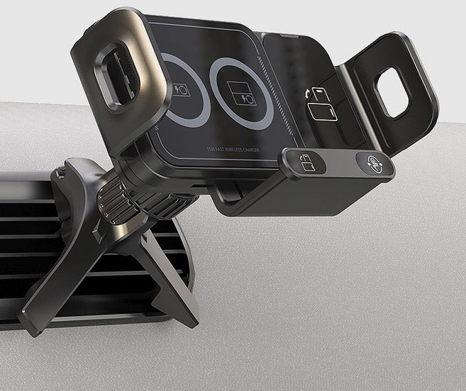 엑티몬 고속 15W Z폴드 호환 차량용 무선 충전기 송풍구 거치대, M-Z-15W-CWC1, 블랙