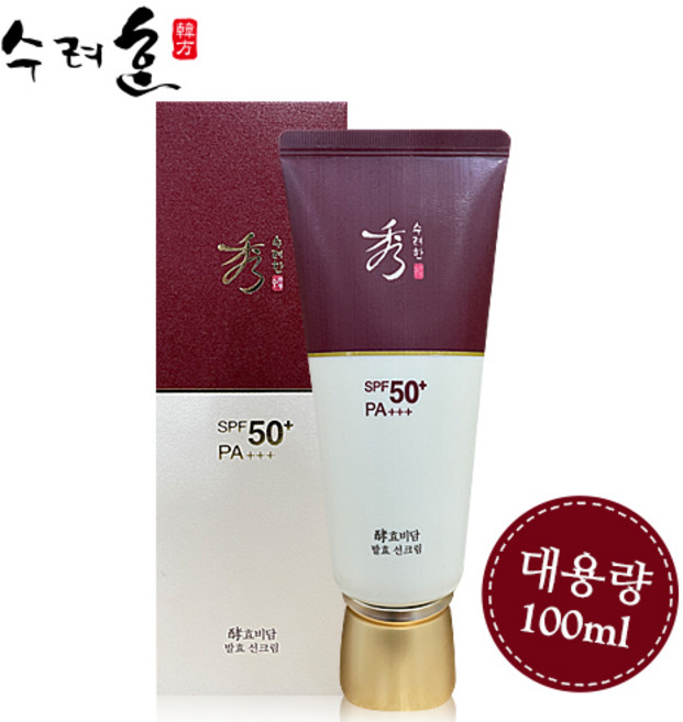 수려한 효비담 발효 선크림 100ml SPF50+/대용량/증량, 1개