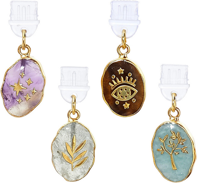 천연석 먼지 마개 핸드폰 이어폰 잭 보석 펜던트 창의적인 액세서리 폰 장식, 자연, 4개