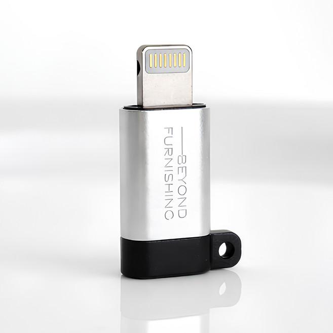 비욘드퍼니싱 C타입 8핀 라이트닝 아이폰 충전/변환 OTG 젠더, 1개, 실버, 2.6cm