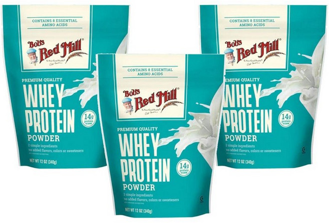 밥스레드밀 유청 단백질보충제 340g x3팩 Whey Protein Powder, 3개
