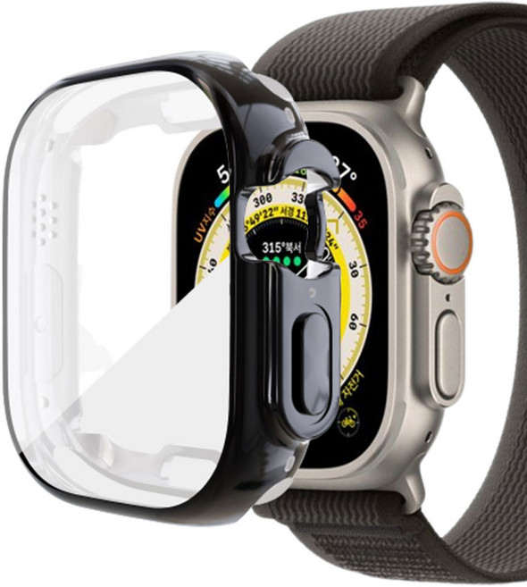 루아러블 애플워치 TPU 액정보호 풀커버 케이스, 블랙, 1개