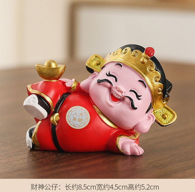 財神公仔 聚寶盆 擺件, 【八方來財】人物, 金黃, 八方來財
