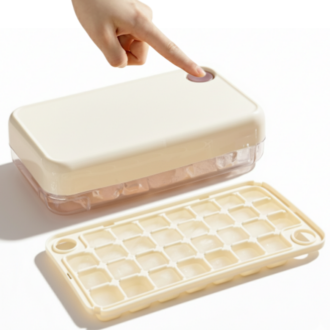 키치킷 원터치 얼음틀 사각 얼음 간편 푸쉬 아이스 트레이, 1개, 화이트