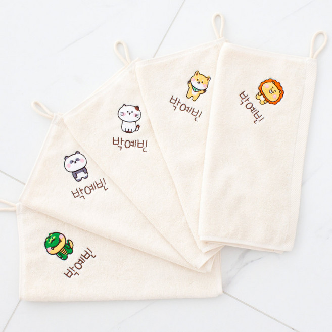 누리몰 어린이집 이름자수 무염 고리수건, 1개, 무염 프렌즈 고리수건 5장