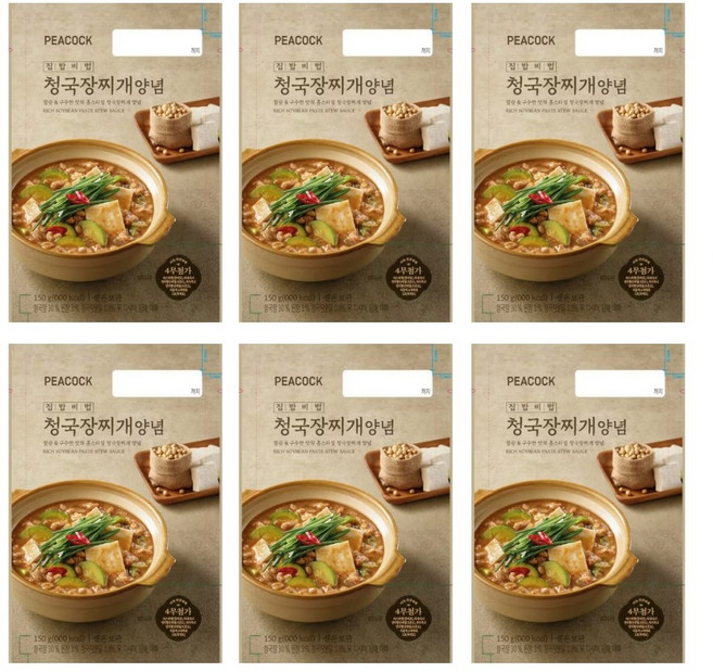 피코크 집밥비법 청국장찌개 양념, 6개, 150g