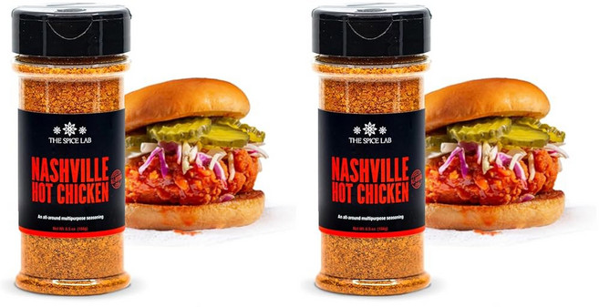 스파이스 랩 내슈빌 핫 치킨 양념 - 윙 더스트 양념을 위한 다목적 스파이시 드라이 문지르기 글루텐 프리 & 코셔 남부 맛 6.5온스 셰이커 7106, 2 6.5 Ounce (Pack of 2)