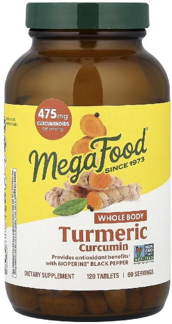 메가푸드 터메릭 강황 커큐민 Turmeric Curcumin 타블렛 120정 - 쿠팡