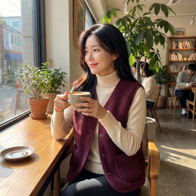 모스터 기모 여성 촌캉스 꽃무늬 할머니 김장 조끼