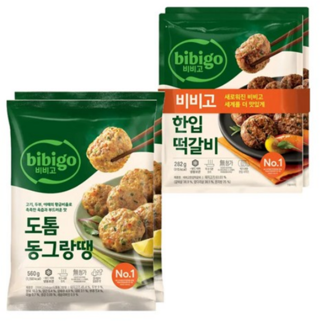 CJ 비비고 도톰동그랑땡 560g X 2개 + 한입떡갈비 282g X 2개, 1세트, 1.684kg