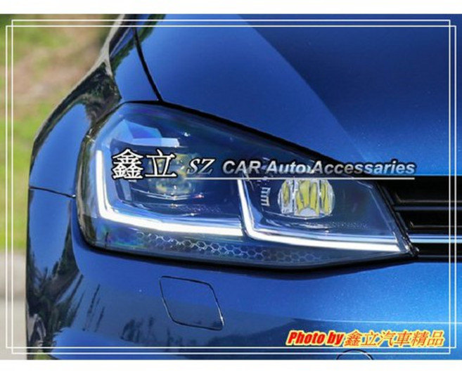 Golf 7代 13-16 雙L LED 光柱 導光 Q5 R8 魚眼 大燈, 1個