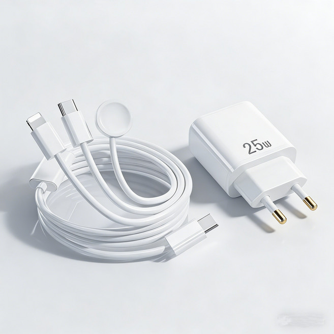 Bolt Wave 아이폰/애플워치 3in1 멀티 충전기 케이블, 1세트, 흰색, 1m