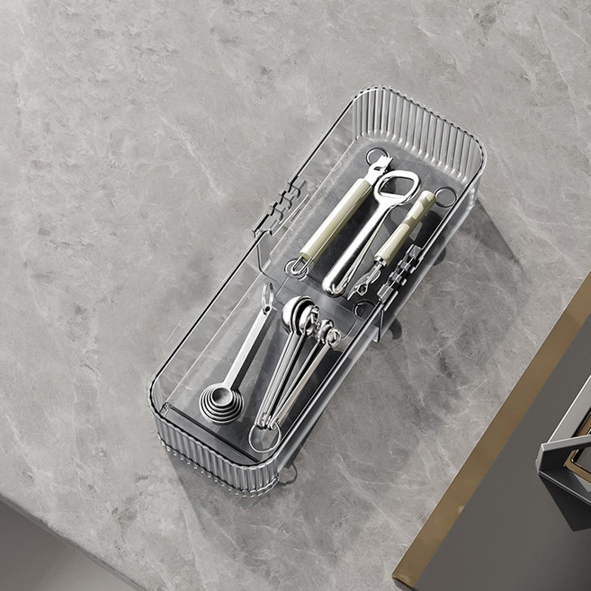 이지유 길이조절 서랍 정리 트레이 다용도 칸막이 수납 수저 정리함 아크릴 오거나이저, 투명, 1개