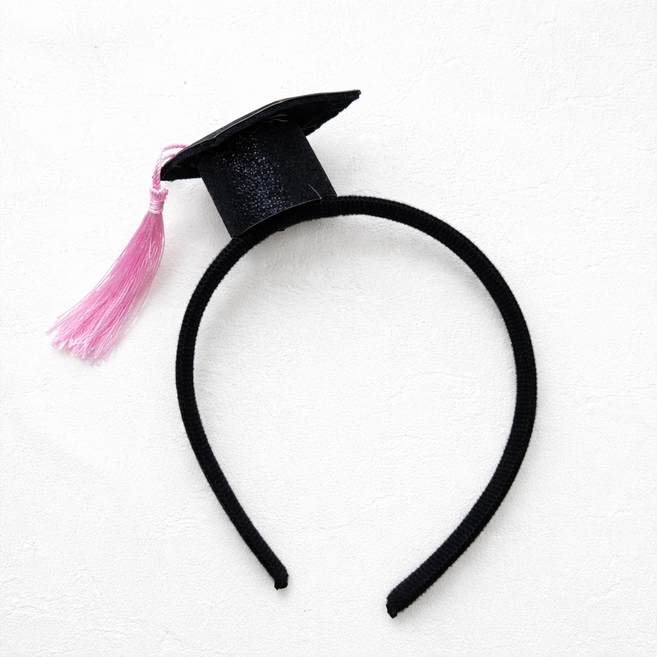 학사모 머리띠 졸업식 수료식 어린이집 학교 졸업사진 코스튬 촬영 소품, 1개, 핑크