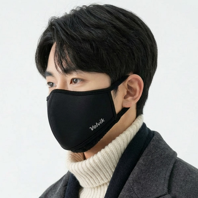 볼빅 레이어드 에어홀 골프 방한 마스크, 블랙, 1개
