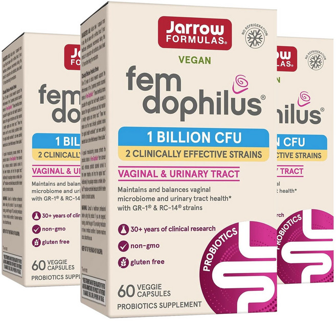 재로우 우먼 펨-도필러스 유산균 10억 베지테리안 캡슐, 60정, 3개