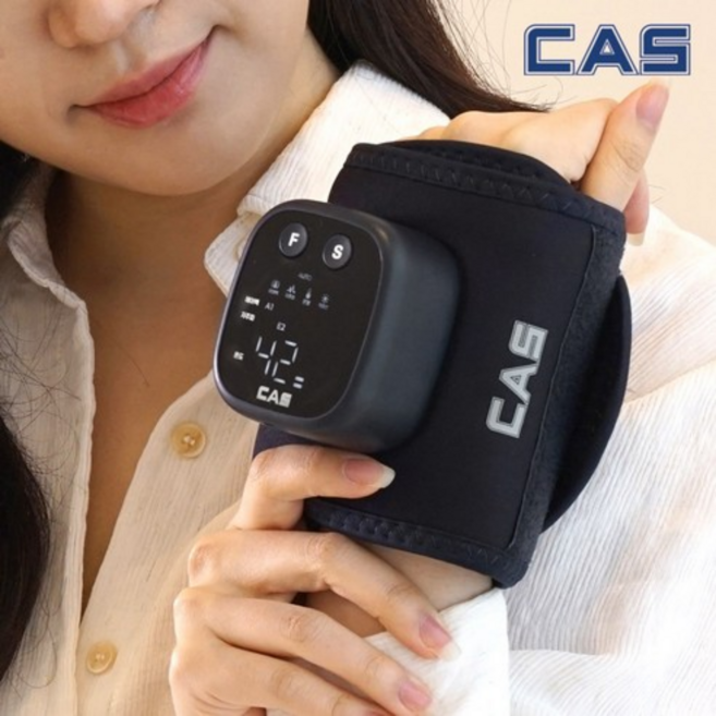카스(CAS) AirHEAT 공기압 손목마사지기 CAS-LM01 EMS 무선 저주파 손목안마 온열찜질기, 네이비
