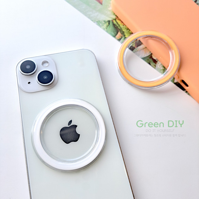 [맥세이프 디스크] 투명 자석 자력 폰그립 톡자재 부자재, 투명 화이트, 1개