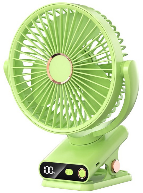 YINUO 휴대용 미니 집게 선풍기 USB 충전 학생 기숙사 침대 무드등 탁상용 클립 선풍기, 그린, 회전형