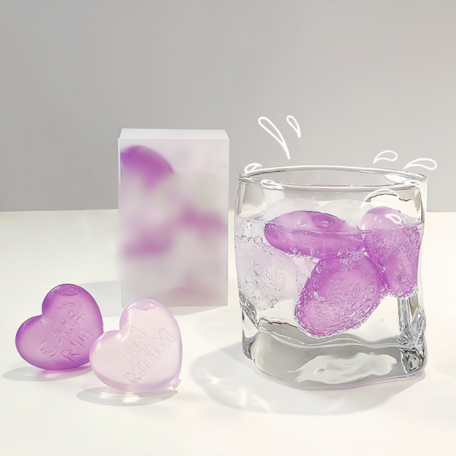 가정용 식품급 캐릭터하트 녹지않는 얼음 재활용 가능 위스키얼음 15개, 1세트, 퍼플