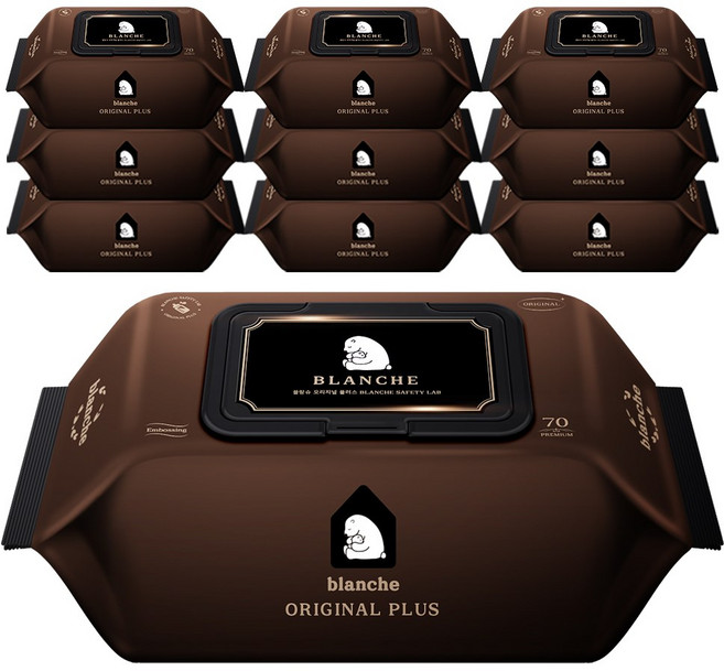 블랑슈 오리지널 플러스 아기물티슈 캡형, 75g, 70매, 10개