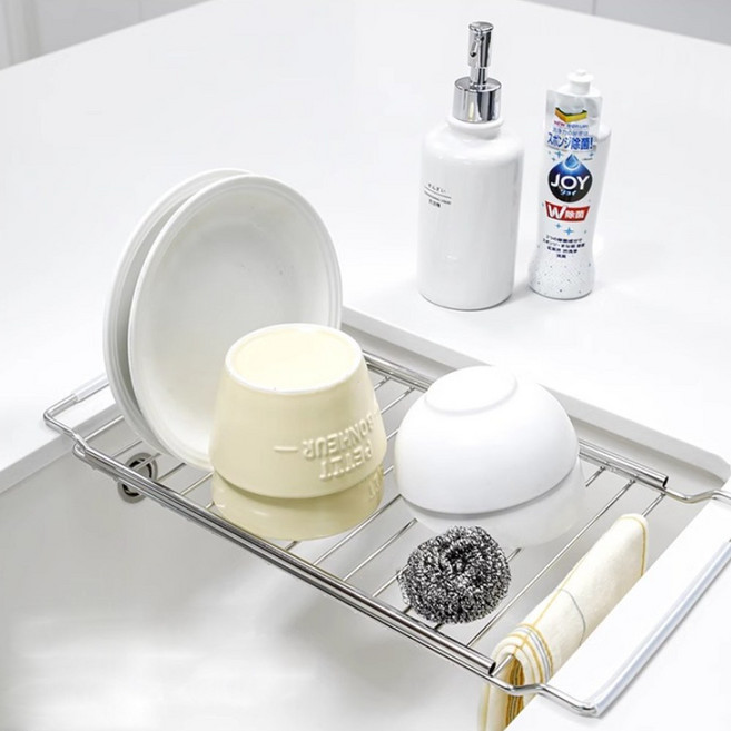 쉼공작소 싱크대 걸이형 건조대 확장형 미니 물빠짐 그릇 컵 식기 건조 트레이, 1개