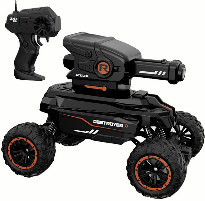 JDATTA 水彈坦克車 遙控越野車, 1個, 橙色坦克遙控車-送5包水彈-彩盒