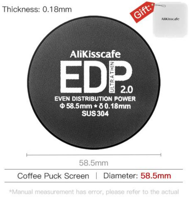 AliKisscafe 에스프레소 퍽 스크린 51mm 53.5mm 58.5mm 재사용 가능한 커피 필터 Fit Delonghi Breville Portafilter Barista 액, 5)1pcs 58.5mm