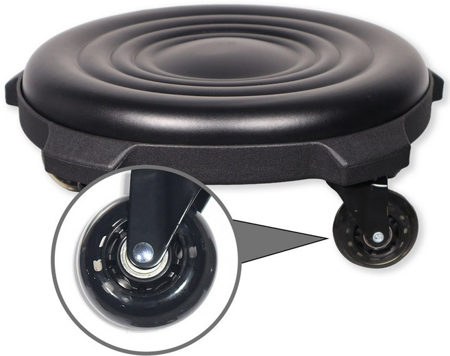 뷰티다모아 (14cm) 앉은뱅이 작업 의자 (2.5인치) 무소음 우레탄 베어링 바퀴, 블랙, 1개