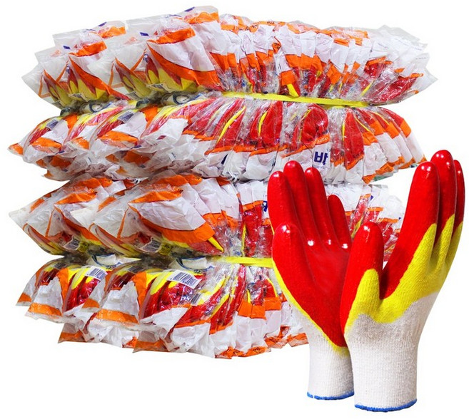 장갑이네 국산 촘촘 13G 황이중 코팅장갑, 혼합 색상, 100개