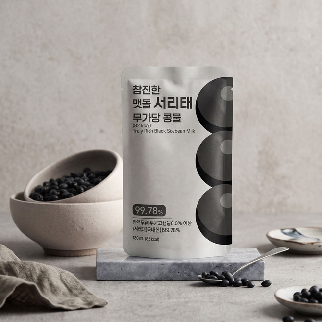 참진한 맷돌 서리태 무가당 콩물 1박스(15포) 검은콩 단백질 두유, 1개, 2.7L