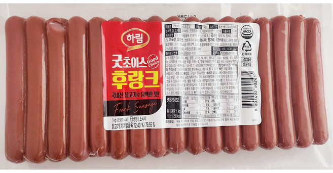 굿초이스 하림후랑크 소시지-아이스팩+보냉팩 포장, 1kg, 1개