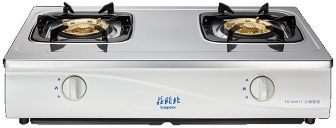 莊頭北 topax 雙口瓦斯爐 不鏽鋼檯爐 壓電點火, 天然瓦斯 (NG) / 僅配送不安裝, TG-6001T