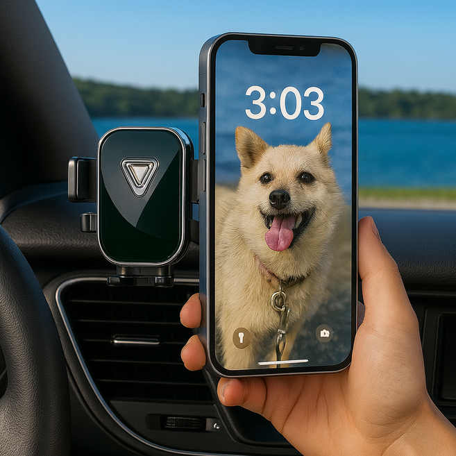 데이위시 송풍구형 차량용 핸드폰 거치대, 블랙, 1개