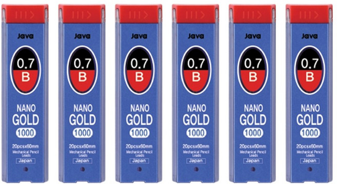 자바펜 나노골드 1000 B 샤프심, 0.7mm, 6개