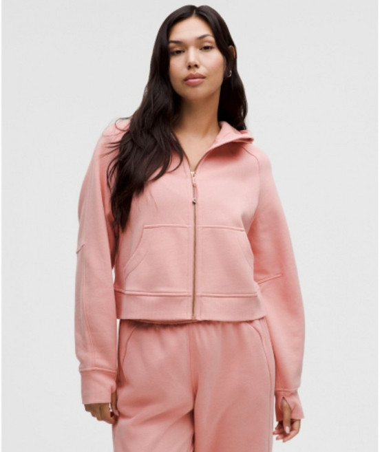 룰루레몬 스쿠바 오버사이즈드 풀집 여성 후드집업 핑크