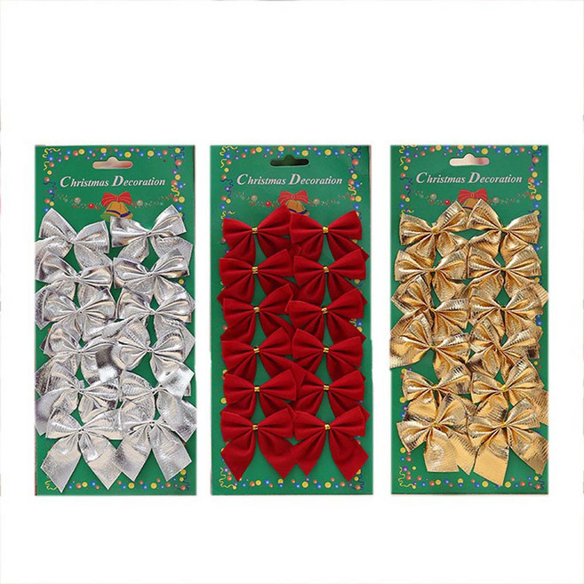 聖誕蝴蝶結裝飾 12入 禮品包裝 聖誕樹佈置 手作材料, 金, 金色, 12個, 5.5cm