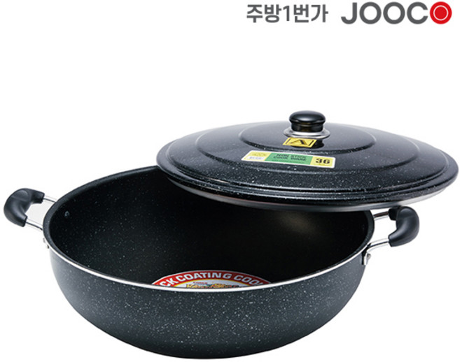 주방1번가 주코(JOOCO) 삼우튀김팬 튀김솥 대형 프라이팬 다용도 튀김팬, 38cm(지름), 1개