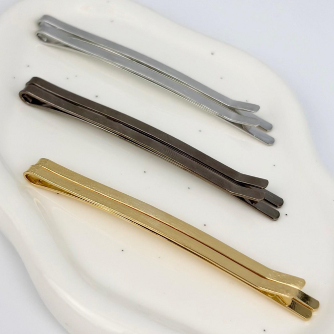 6.5cm 고퀄리티 심플 무광 매트 스지 일자 실핀 2p 세트 Made in Korea 국내제작 3color