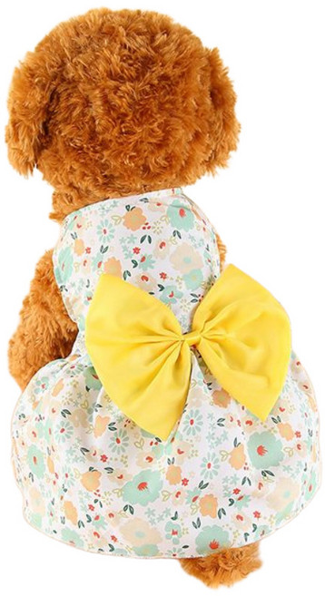 우기펫 반려동물 러블리 리본 스커트, 1개, 노란꽃