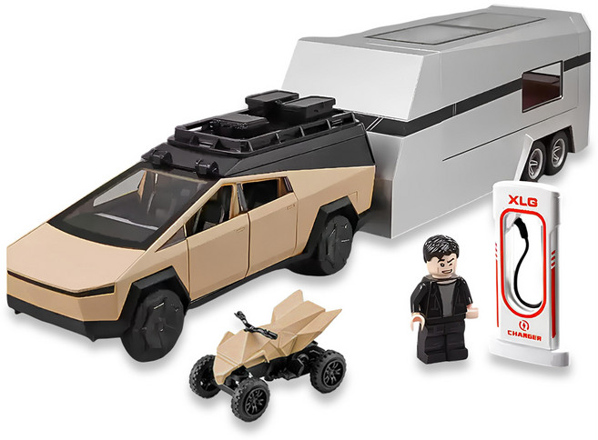 다이캐스트 금속 1:28 사이버 픽업 트럭 캠핑 RV 모델 합금 풀백 자동차 모형, 1개, 베이지