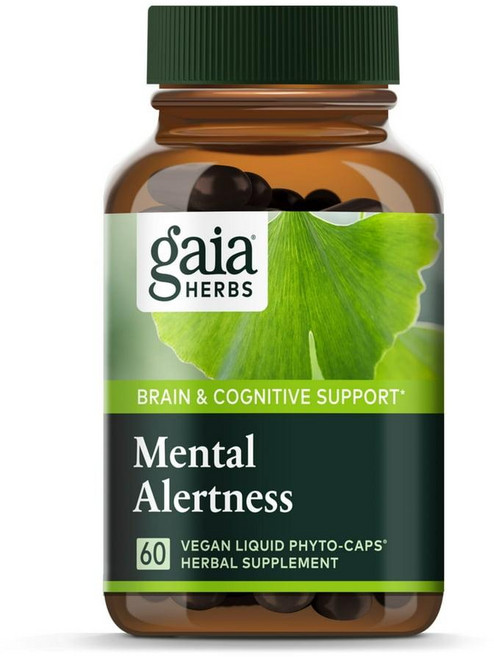 미국 가이아 허브 Gaia Herbs Mental Alertness 멘탈 어럴티네스 비건 리퀴드 피토 캡슐, 1개, 60정