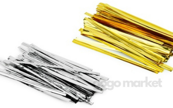 빵끈 빵끈골드 빵봉지묶는끈 칼라타이, 금색, 1개, 금색