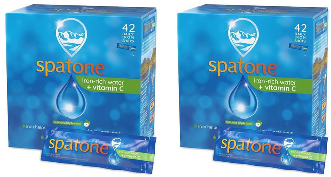 Spatone 스패톤 천연 철분 파우치 비타민C 사과맛, 2개, 1.05L
