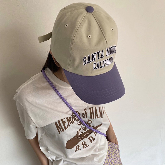 ins 자수 레터링 스냅백 봄여름 상큼한 배색 얼굴 리틀 커플 캡 모자